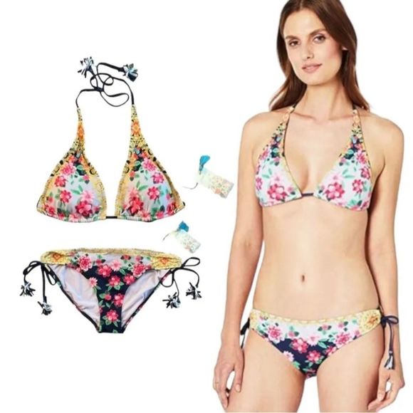 NWT Johnny Was Raina Tassel String Bikini Top & Raina Tassel Bikini Bottoms Set - Picture 8 of 8